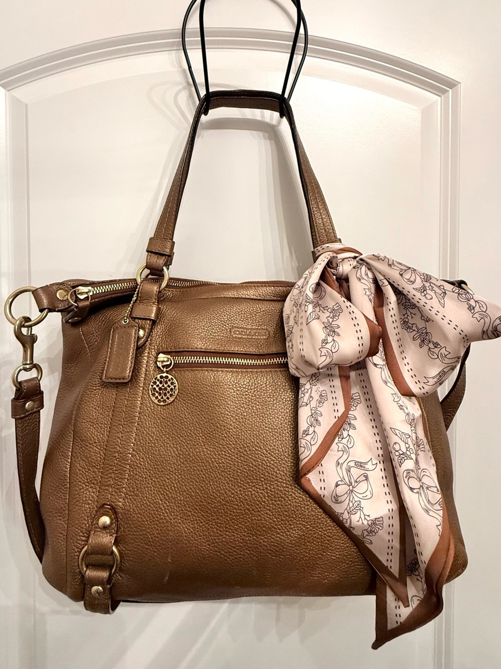 COACH Kristin Metallic Bronze Leather Hobo Bag Style #16808